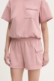 Columbia pantaloni scurți outdoor Granite Point culoarea roz, neted, high waist, 2118841,00