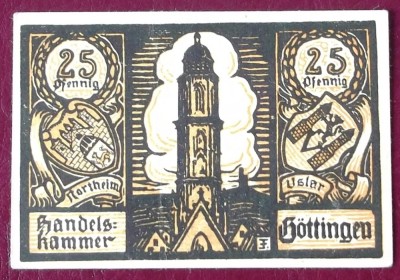 Germania notgeld 25 pfennig 1920 Gottingen ** foto