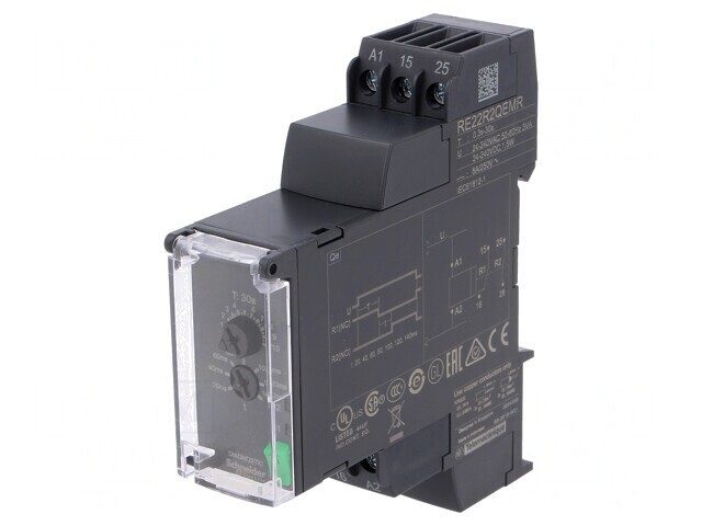 Releu Temporizator DPDT 0.3-30s 250VAC/8A 24-240VAC/DC IP20