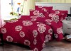 Lenjerie de pat matrimonial cu husa elastic pat si fata perna dreptunghiulara, Emma, bumbac mercerizat, multicolor