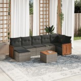 vidaXL Set canapele de grădină cu perne, 8 piese, gri, poliratan 3260282