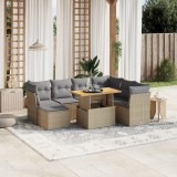 vidaXL Set canapele de grădină, 8 piese, cu perne, bej, poliratan 3275495