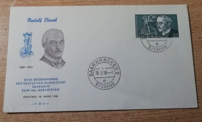 B14 - FDCS - Germania - personalitati - Rudolf Diesel - 1958
