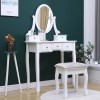 Masa Toaleta Machiaj Oglinda Scaun 5 Sertare MDF Alb 140x80x40 cm ProCart