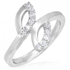 Inel de logodnă din oțel - două lacrimi, zirconii mici - Marime inel: 59