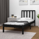 VidaXL Cadru de pat, negru, 90x200 cm, lemn masiv de pin