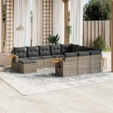 vidaXL Set canapele de grădină cu perne, 11 piese, gri, poliratan 3259610