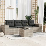 Cumpara ieftin Gossi set canapele de gradina cu perne, 5 piese gri deschis poliratan