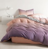 Cumpara ieftin Lenjerie De Pat Elvis Xc064, Bumbac, 4 Piese, Cu Elastic, Lila, Portocaliu