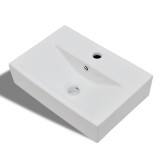 Cumpara ieftin Chiuveta baie alb ceramica dreptunghiular loc robinet/preaplin