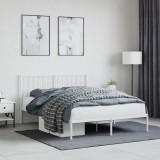 VidaXL Cadru de pat metalic cu tăblie, alb, 135x190 cm 374485