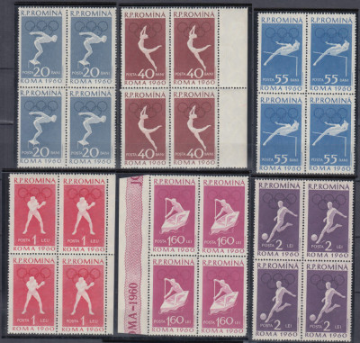 ROMANIA 1960 LP 499 JOCURILE OLIMPICE ROMA II SERIA IN BLOCURI DE 4 TIMBRE MNH foto