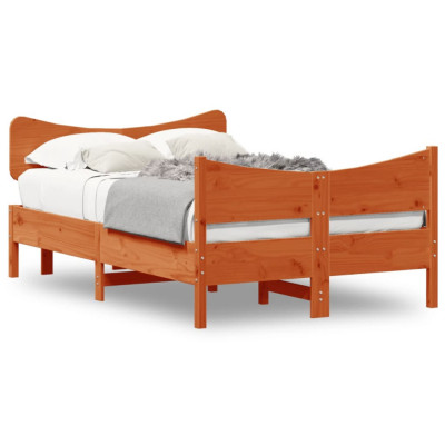 vidaXL Cadru de pat cu tăblie, maro ceruit, 120x200 cm, lemn masiv pin foto