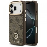 Husa MagSafe pentru Apple iPhone 17 Pro, Guess, 4G Strass Logo, Maro