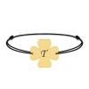 Clover - Bratara personalizata snur initiala - trifoi argint 925 placat cu aur galben 24K