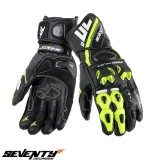 Manusi barbati pentru scuter - motocicleta racing vara Seventy model SD-R12 negru/galben Negru/galben XXXL (12 cm)