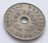 189. Moneda Rhodesia de Sud 1 penny 1938 (tiraj 240.000), Africa