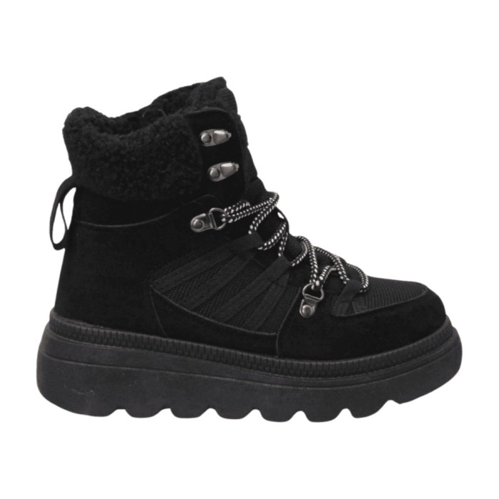Ghete dama, stil casual sport, din piele ecologica, Negru - 39