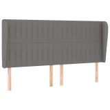 Cumpara ieftin Tablie de pat cu aripioare gri inchis 163x23x118/128 cm textil