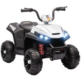 AIYAPLAY Quad electric pentru copii, lumină &amp; muzică, suspensie, 5 km/h, 50 Min. timp de rulare, pentru 3-5 ani, Alb | Aosom Romania