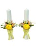 Set lumanari personalizabile, colorate, pentru nunta sau botez cu aranjament frontal cu trandafir din foita de sapun si plante naturale uscate, 40 cm, Eventissimi®