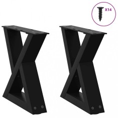 vidaXL Picioare pentru măsuță de cafea, 2 buc., negru, 40x(30-31,3) cm, oțel
