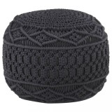 VidaXL Taburet puf macrame lucrat manual, antracit, 45x30 cm, bumbac