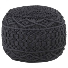 vidaXL Taburet puf macrame lucrat manual, antracit, 45x30 cm, bumbac