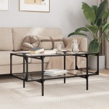 VidaXL Măsuță de cafea cu blat sticlă transparentă 98,5x50x45 cm oțel