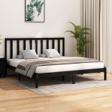 VidaXL Cadru de pat, negru, 200x200 cm, lemn masiv de pin