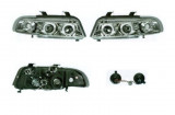Set faruri Audi A4 (B5), 11.1994-12.1998, partea Stanga+Dreapta, Tuning, Fata, cu lumina parcare fibra optica; tip bec H1+H1; manual/electric; transp, Rapid