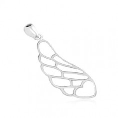 Pandantiv din argint 925, conturul unei aripi de înger cu o inimă în partea de jos