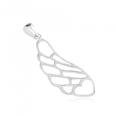 Pandantiv din argint 925, conturul unei aripi de &amp;icirc;nger cu o inimă &amp;icirc;n partea de jos foto