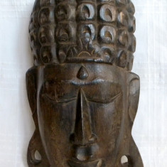 Masca budista Dharma Buddha din Bali, sculptura asiatica din lemn 27cm