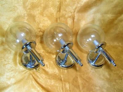 Set 3 aplice Mid Century Modern, sticla Murano, crom, vintage foto
