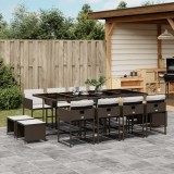 Gossi set mobilier de gradina, 13 piese, maro, cu perne, poliratan