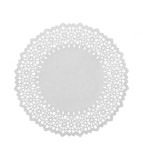 Set 100 de hartie dantelata alba, pentru platouri, rotunde, 25 cm