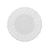 Set 100 de hartie dantelata alba, pentru platouri, rotunde, 25 cm