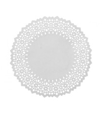 Set 100 de hartie dantelata alba, pentru platouri, rotunde, 25 cm