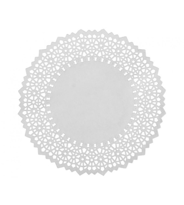 Set 100 de hartie dantelata alba, pentru platouri, rotunde, 25 cm