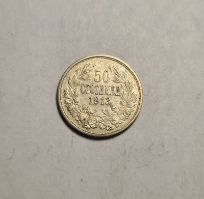 Bulgaria 50 Stotinki 1913 Piesa de Colectie foto