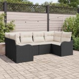 VidaXL Set de canapele pentru grădină 6 pcs Negru, alb Rattan poli