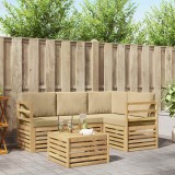 vidaXL Set de canapele de exterior 5 pcs Alb și Bej 59 x 59 x 37 cm 3391778