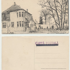 Sibiu aprox. 1910 ilustrata rara - Spitalul - desen, aparuta editura Carl Engber