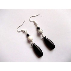 cercei howlite alb si negru 31998
