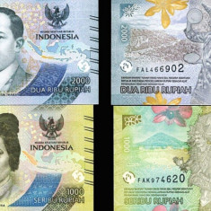Bancnota Indonezia 1.000 si 2.000 Rupii 2022 - PNew UNC ( set x2 )