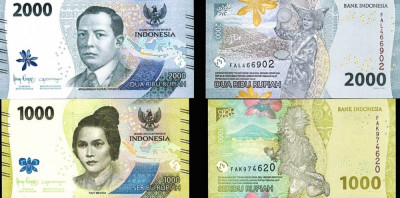 Bancnota Indonezia 1.000 si 2.000 Rupii 2022 - PNew UNC ( set x2 ) foto