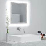 vidaXL Oglindă de baie cu LED, gri beton, 40x8,5x37 cm, acril 804912
