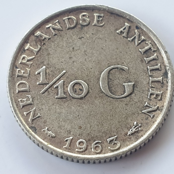 Antilele Olandeze 1/10 Gulden 1963 argint