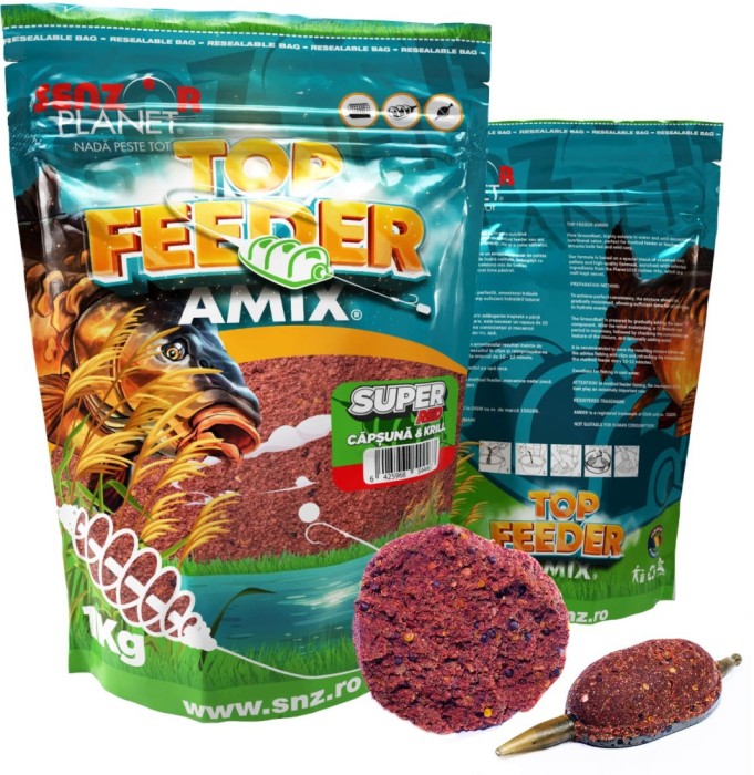 Nada Senzor Top Feeder Amix Method, Super Red , Capsuna Krill, 1kg